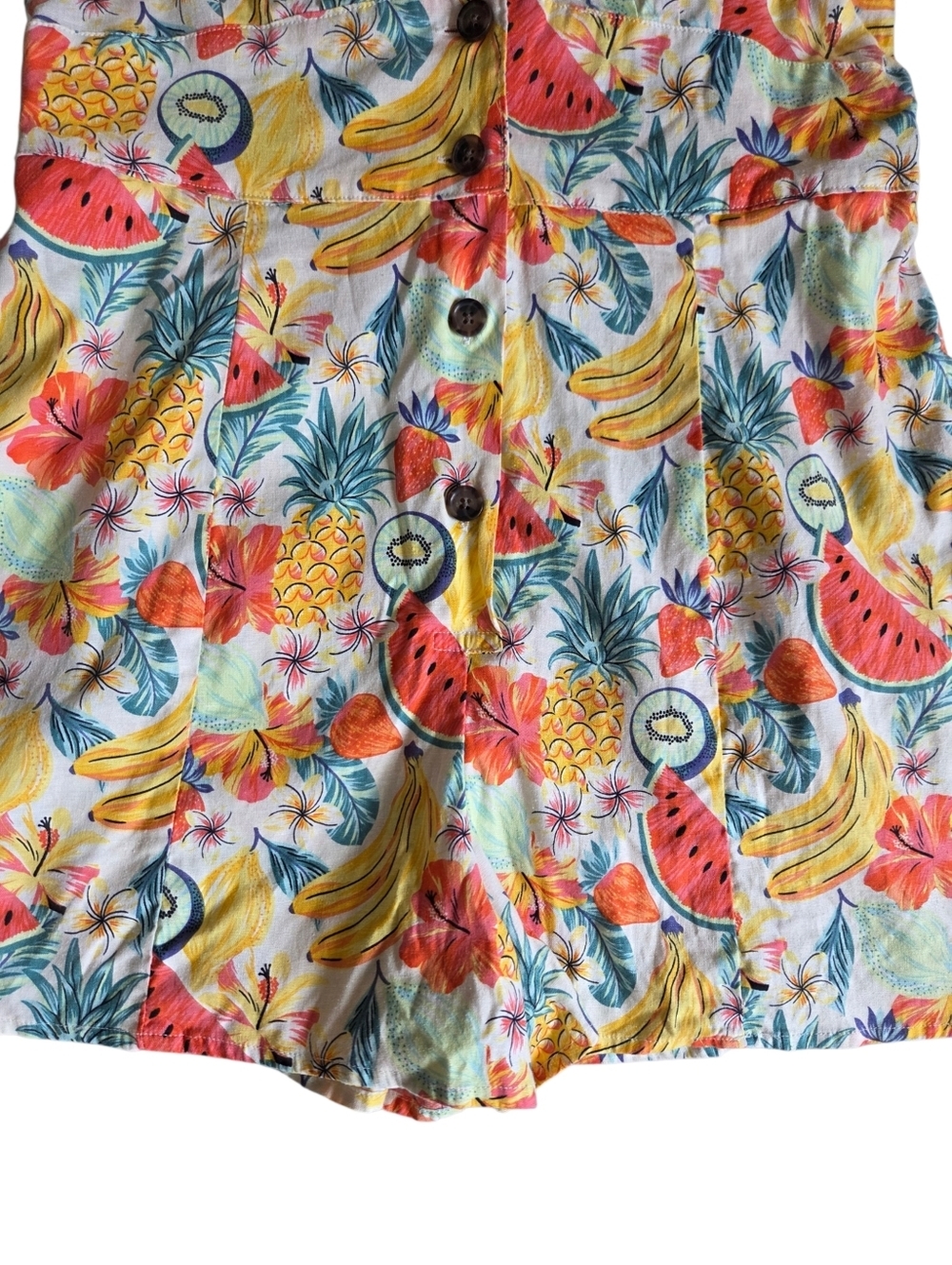 Marine Layer Camila Tropical Fruit Hemp Natural Fiber Romper Small - Picture 3 of 10
